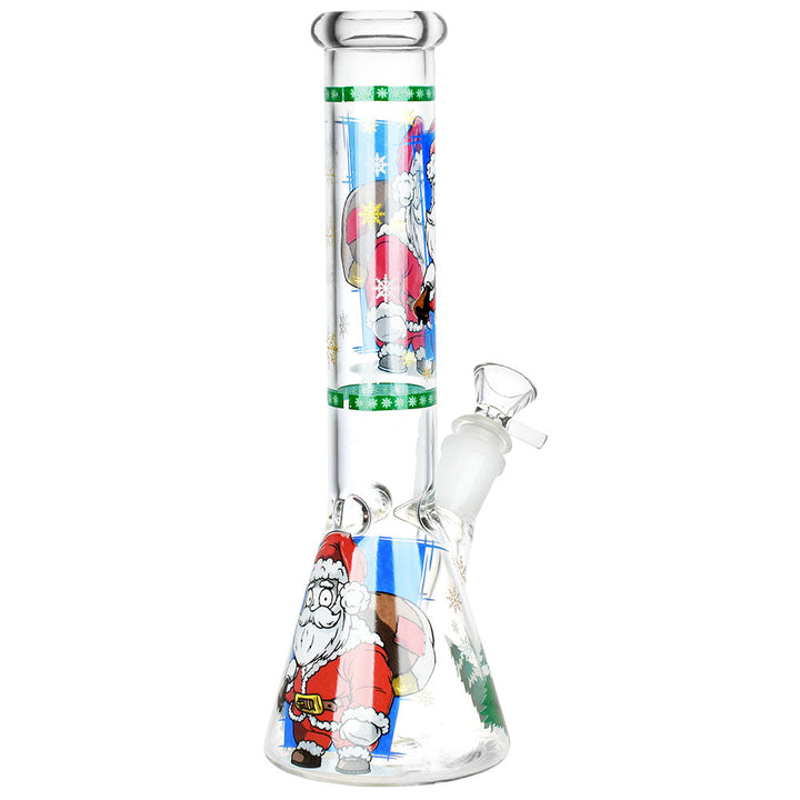 Santa Claus Themed Glass Water Pipe - 10" / 14mm F / Designs Vary - Headshop.com