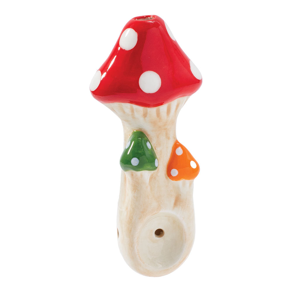 Wacky Bowlz Tri Mushroom Ceramic Pipe - 4" - Headshop.com