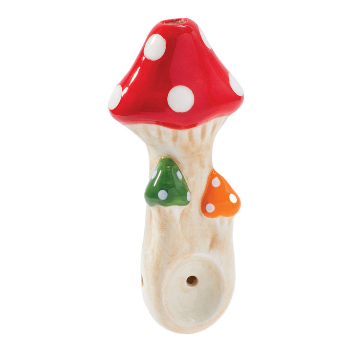 Wacky Bowlz Tri Mushroom Ceramic Pipe - 4" - Headshop.com