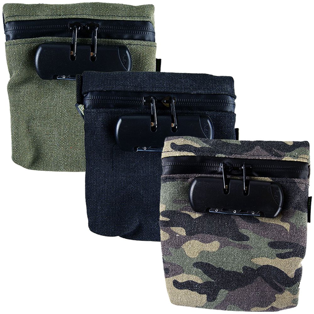 6CT DISPLAY - Smokezilla Smell Proof Locking Canvas Bag - 6"x6.25" / Assorted Colors - Headshop.com