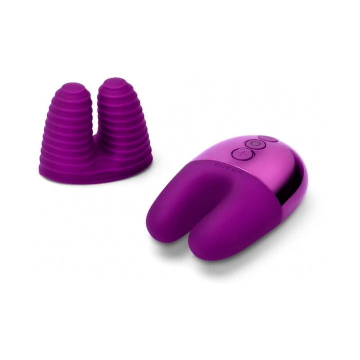 Le Wand Chrome Double Vibe Rechargeable Silicone Mini Vibrator Dark Cherry - Headshop.com