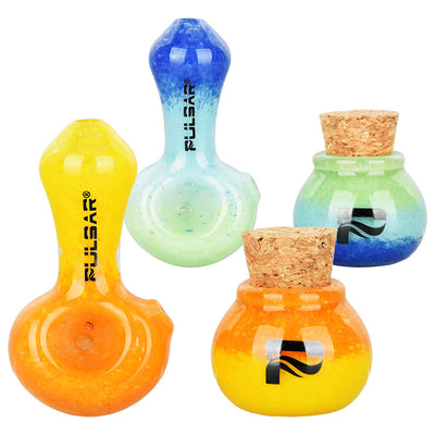 Pulsar Puff & Stash Glass Spoon Pipe & Jar | 2.5" - Headshop.com