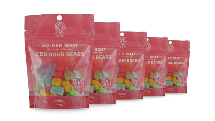 Potent CBD Infused 250MG Gummy Packs Bundles from Golden Goat - Headshop.com