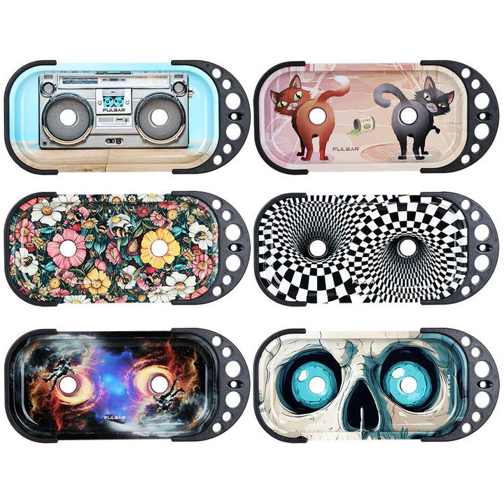 6CT DISPLAY - Pulsar Elevated Cone Rolling Tray Console - 9.25"x4.25" / Assorted Designs - Headshop.com