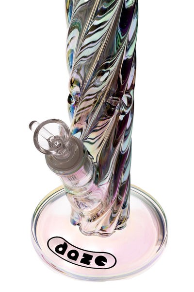 Daze Glass - 12 Inch Iridescent Rainbow Spiral Glass Water Pipe - Headshop.com