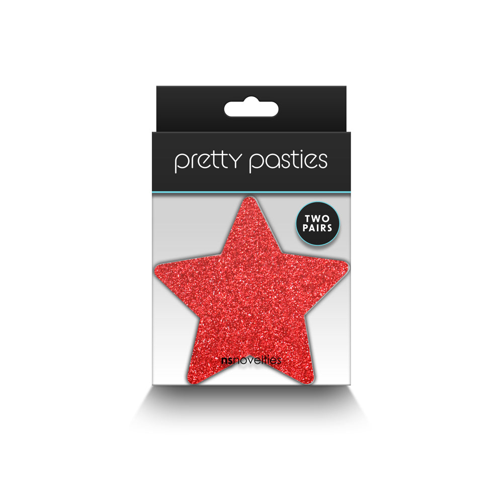 Pretty Pasties Glitter Stars Red/Silver 2 Pair - Headshop.com