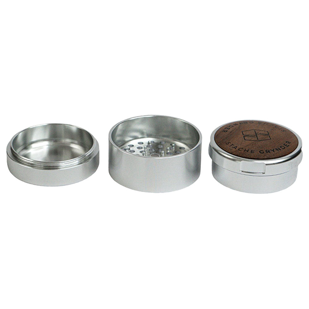 Stache Products Wood Lid Grynder | 3pc | 2.5" - Headshop.com