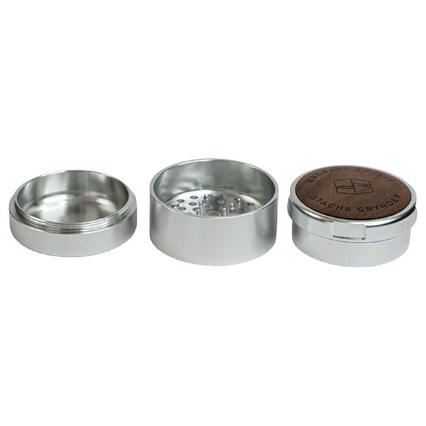 Stache Products Wood Lid Grynder | 3pc | 2.5" - Headshop.com