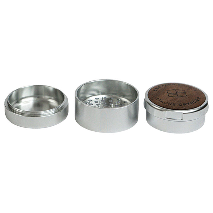 Stache Products Wood Lid Grynder | 3pc | 2.5" - Headshop.com