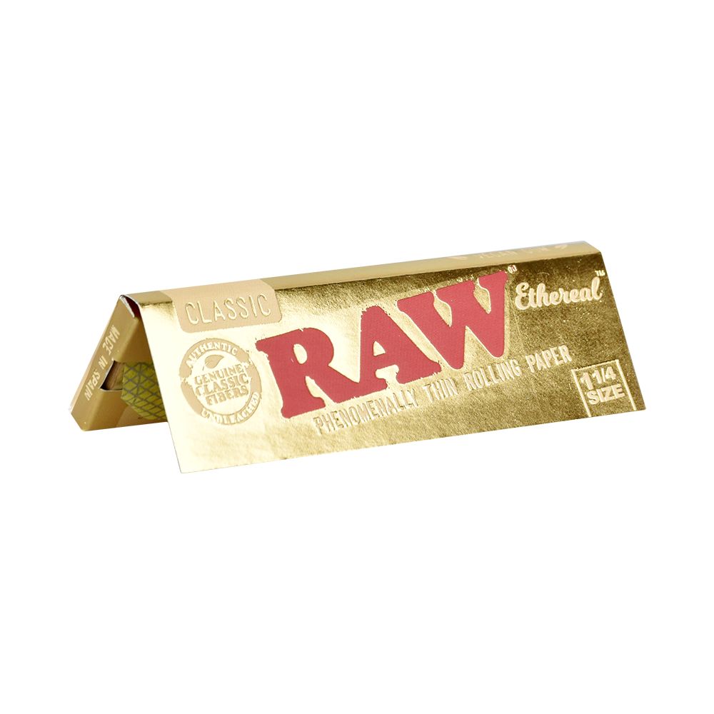 RAW Ethereal 1 1/4 Size Rolling Papers – 24 Packs Of 50 Leaves, Ultra Thin