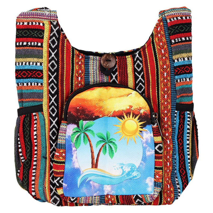 ThreadHeads Scenic Beach Aztec Patchwork Shoulder Sling Bag - 10.5"x10.5" - Headshop.com