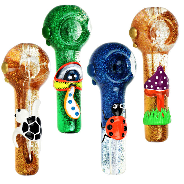 Freezable Glycerin Glitter Glow Spoon Pipe- 5" / Styles Vary - Headshop.com