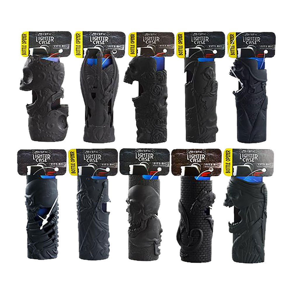 Matte Black Lighter Case w/ Bottle Opener - Asst - 12PC DISP - Headshop.com
