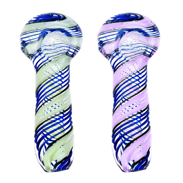 Blue Twist w/ Slime Hand Pipe - 3.75" / Colors Vary - Headshop.com