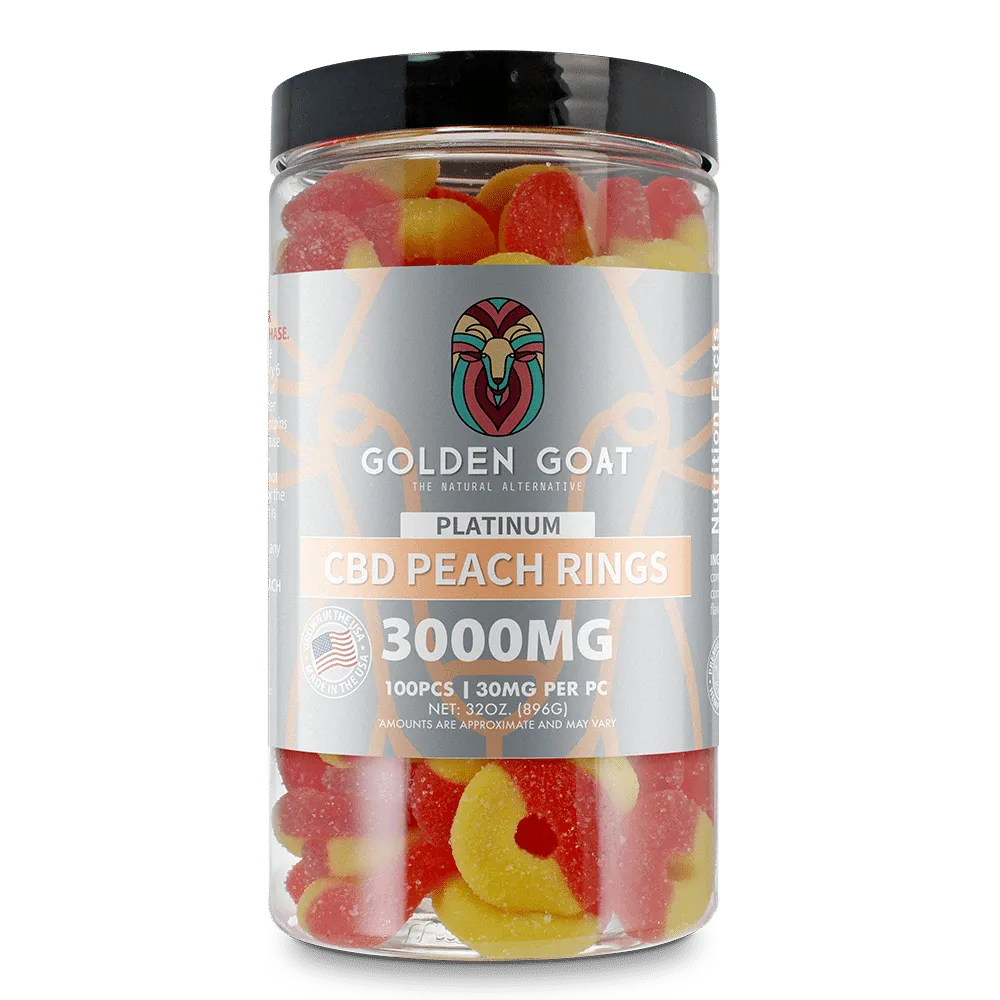 Platinum CBD Gummies 3000mg - Peach Rings - Headshop.com