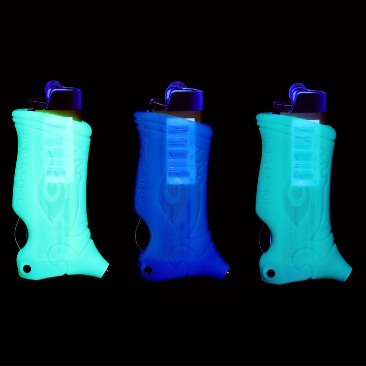 25CT DISPLAY - Toker Poker Lighter Sleeve - Glow In The Dark / Assorted Colors