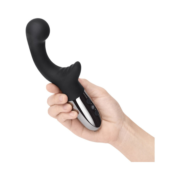 Le Wand XO Rechargeable Double-Motor Wave Silicone Dual Stimulation Vibrator Black - Headshop.com