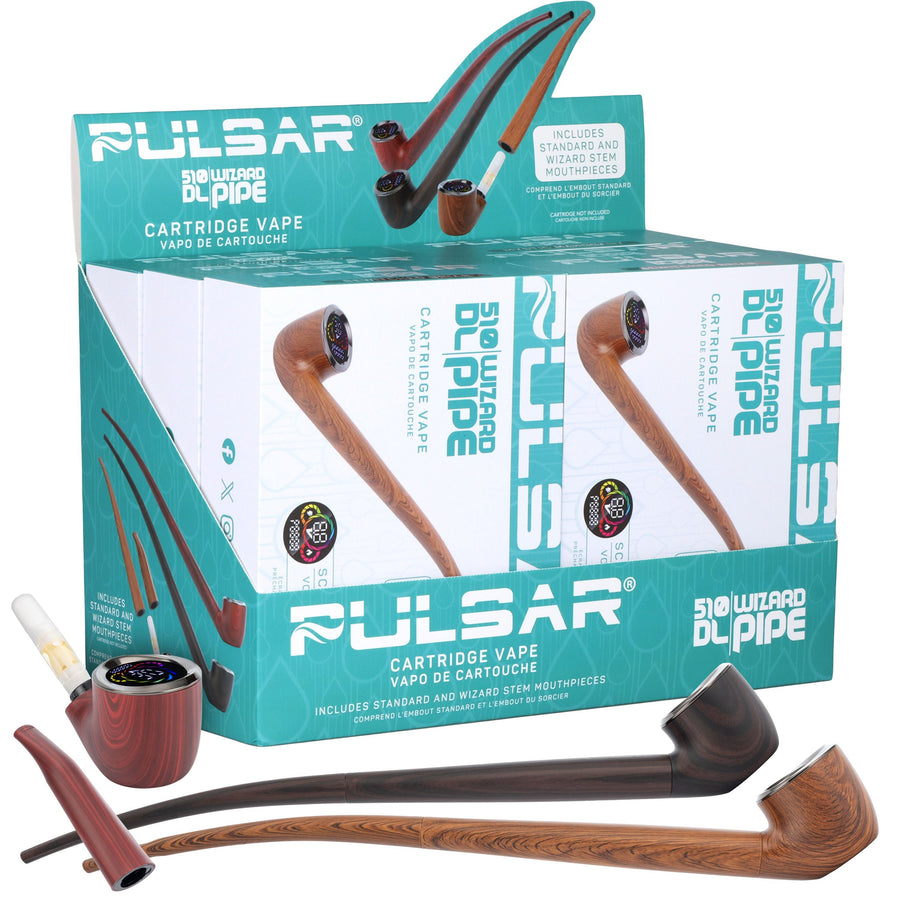 6CT DISPLAY - Pulsar 510 DL Wizard Pipe Variable Voltage Cartridge Vape - 650mAh / Assorted Colors - Headshop.com