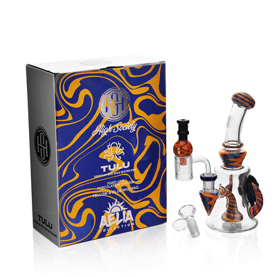 High Society - Tulu Premium Wig Wag Concentrate Rig (Blue/Yellow) - Headshop.com