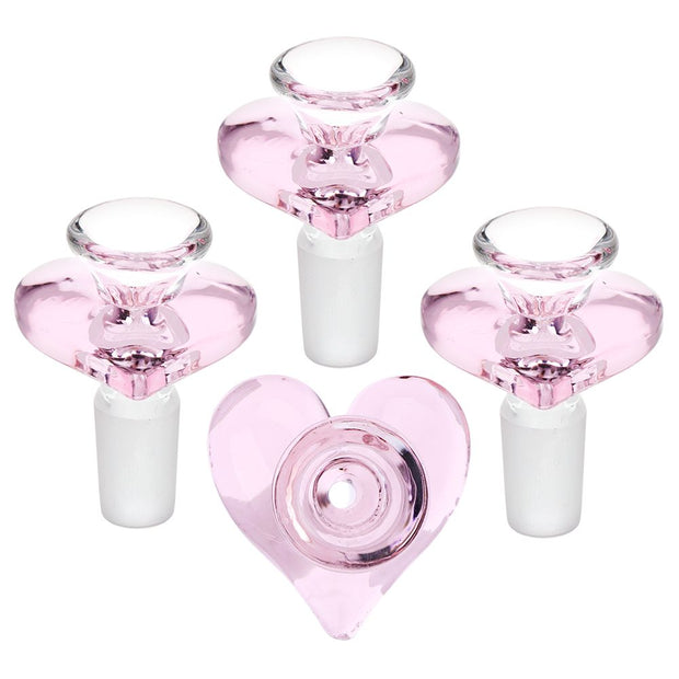 4CT BUNDLE - Pink Heart Glass Herb Slide - 14mm M - Headshop.com