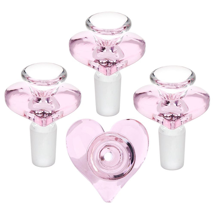 4CT BUNDLE - Pink Heart Glass Herb Slide - 14mm M - Headshop.com
