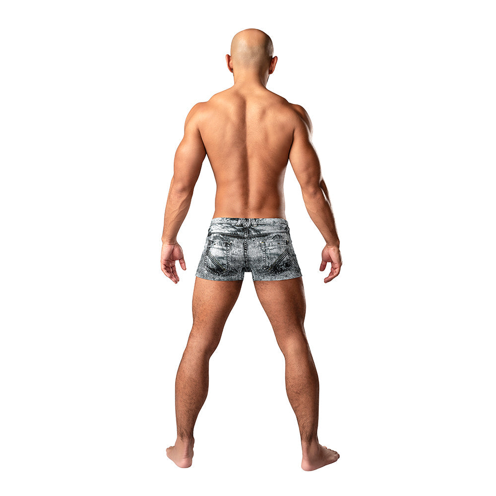 Male Power Dirty Denim Pouch Short Denim Print M - Headshop.com