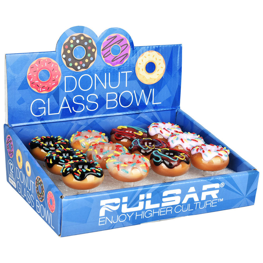 12PC DISPLAY - Pulsar Donuts Herb Slide - 14mm M / Assorted Colors - Headshop.com