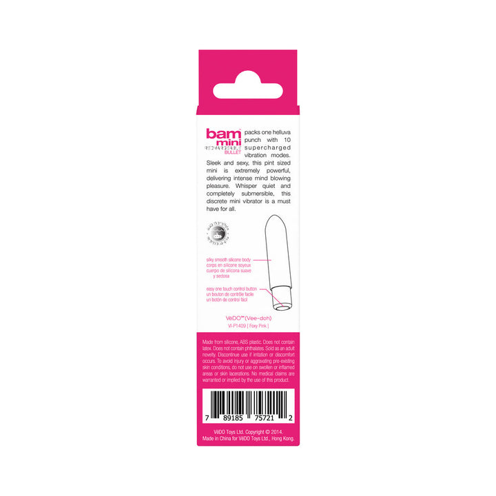 VeDO Bam Mini Rechargeable Bullet Vibe - Foxy Pink - Headshop.com