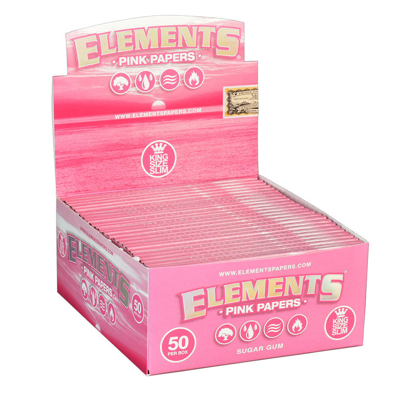 Elements Pink Rolling Papers - King Size Slim - 50PC DISP - Headshop.com