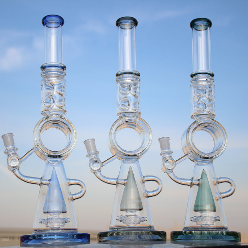 18.5" Recycler Style Donut Percolator Glass Water Pipe - Headshop.com