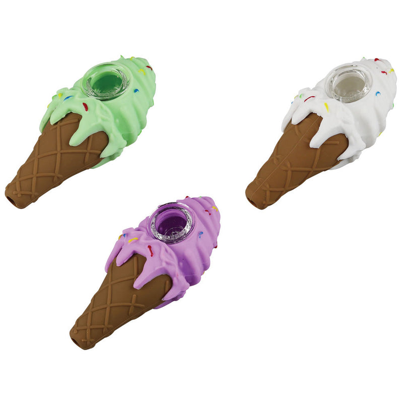 Ice Cream Silicone Handpipe - 4.5" / Colors Vary - Headshop.com