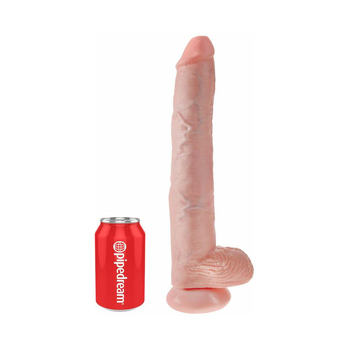 King Cock 14 in. Cock With Balls Realistic Suction Cup Dildo Beige - Headshop.com