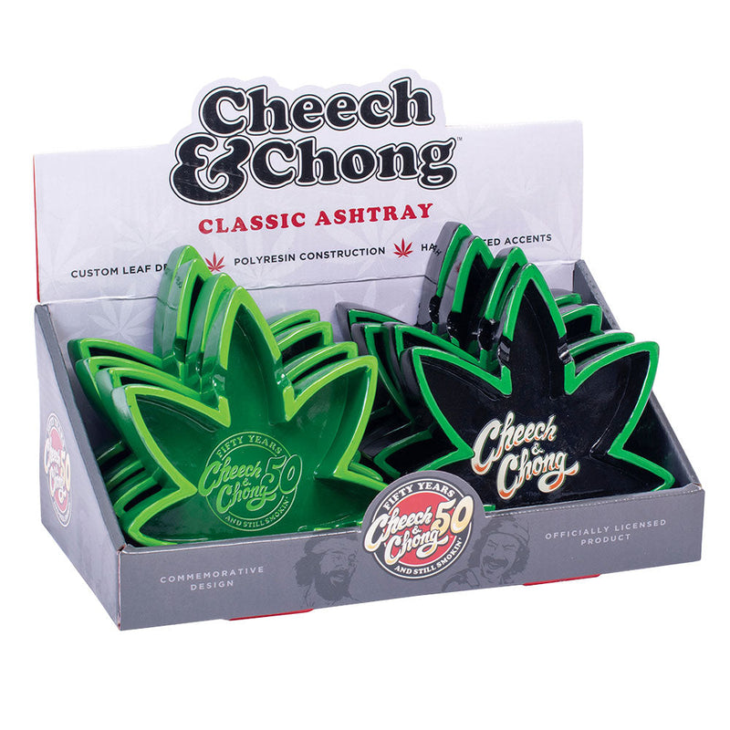 8PC DISP - Cheech & Chong Classic Leaf Ashtray - 5.25"/Asst - Headshop.com
