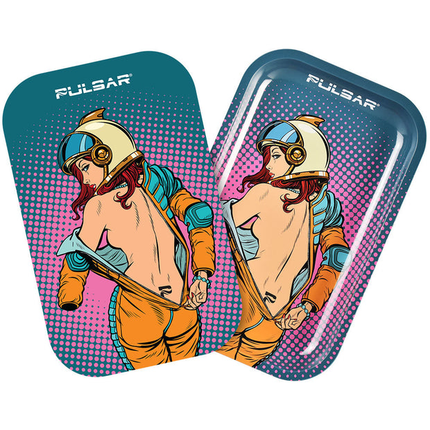 Pulsar Metal Rolling Tray w/ Lid - 11"x7" / Zero-G Strip Glow - Headshop.com