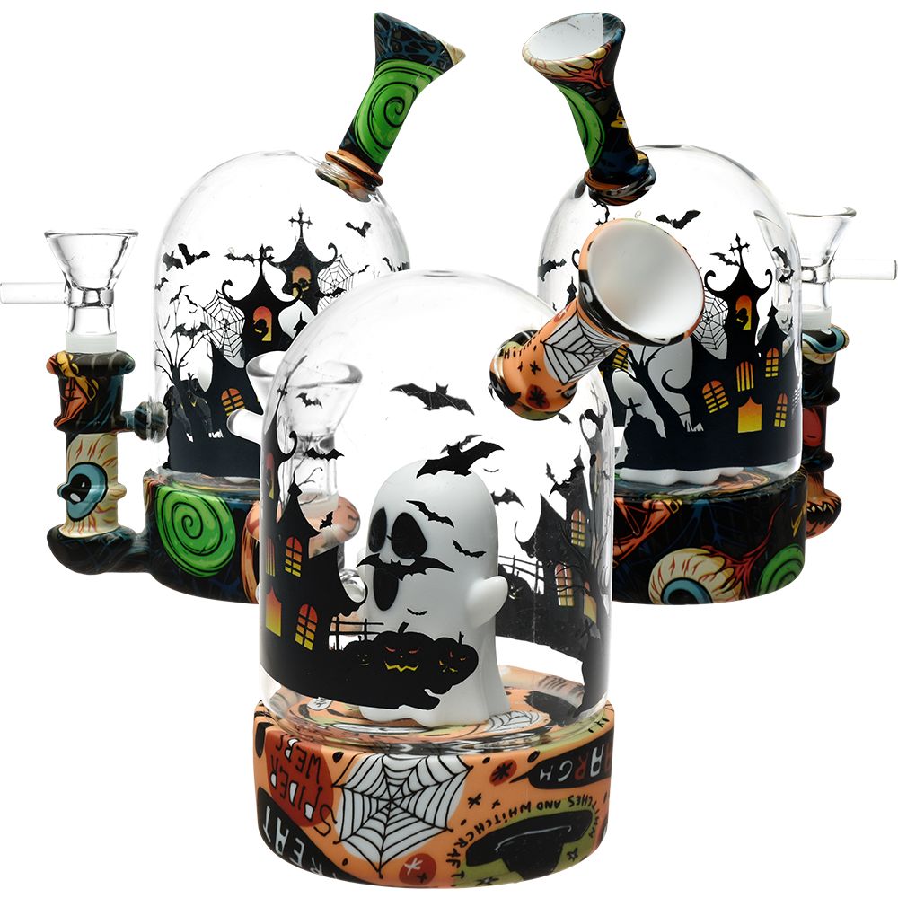 Haunted House Bell Jar Silicone & Glass Bong - 4.5" / 14mm F - Headshop.com