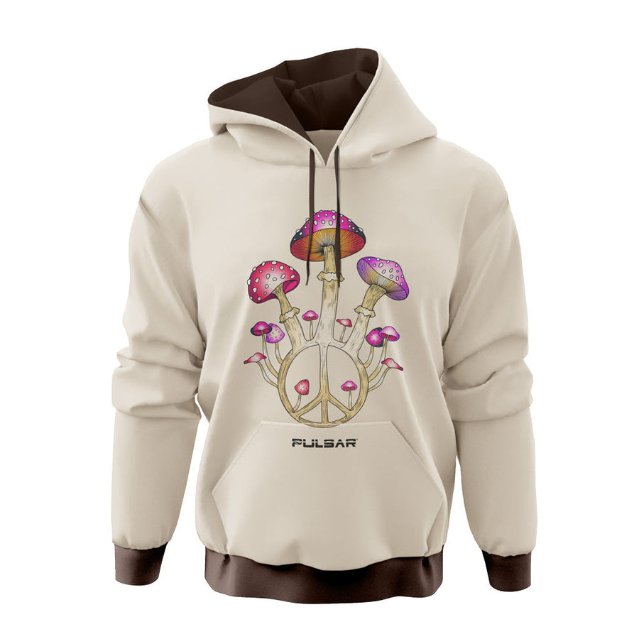 Pulsar Peace & Shrooms Hoodie - Khaki - Headshop.com