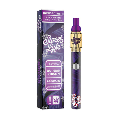 Sweet Life 2.5ml Disposable Vape Pen Infused with Live Resin HHC-P+THC-P - Durban Poison - Sativa - Headshop.com