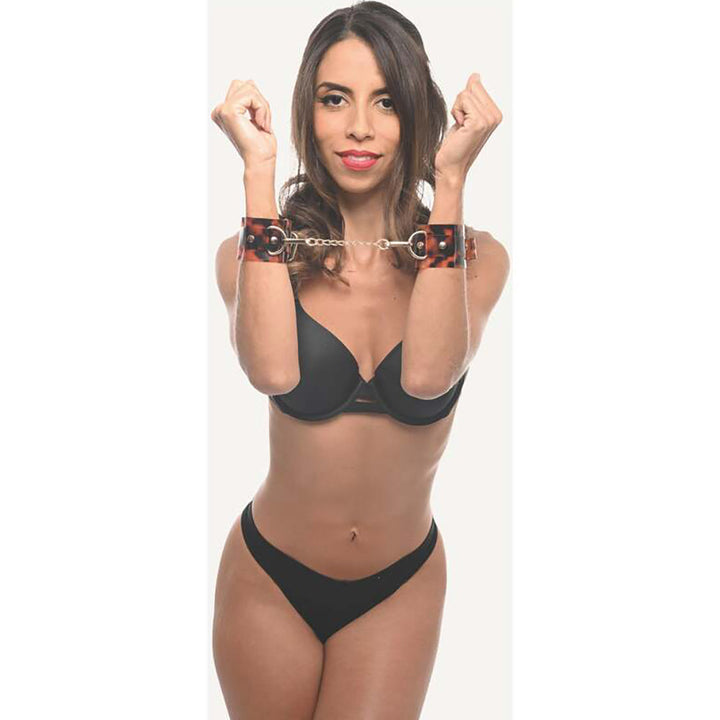 Sincerely, Sportsheets Amber Adjustable Handcuffs with Removable Chain Tortoiseshell - Headshop.com
