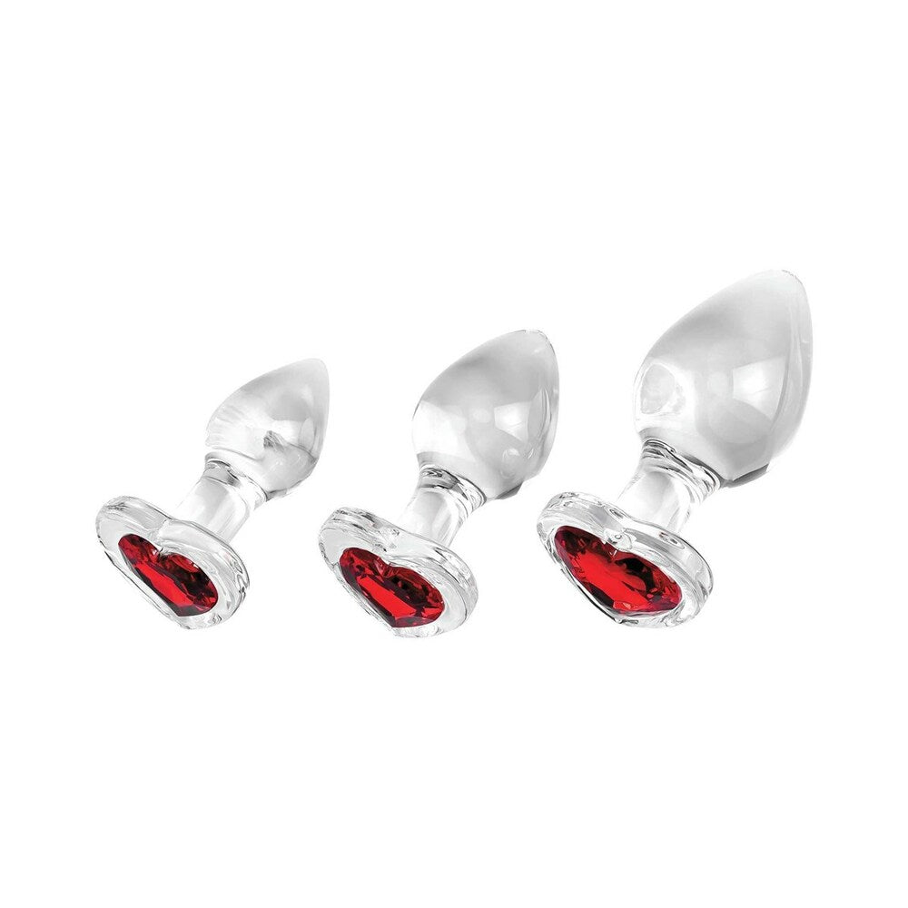 Adam & Eve Red Heart Gem Glass Plug Set - Headshop.com