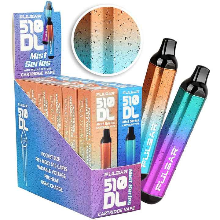 12CT DISPLAY - Pulsar 510 DL MIST Series Auto-Draw VV Vape Pen - 320mAh / Assorted Colors - Headshop.com