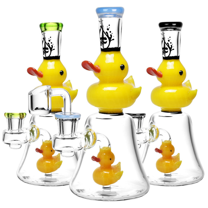 Pulsar Glass Double Duckie Rig - 7.5" / 14mm F / Colors Vary - Headshop.com