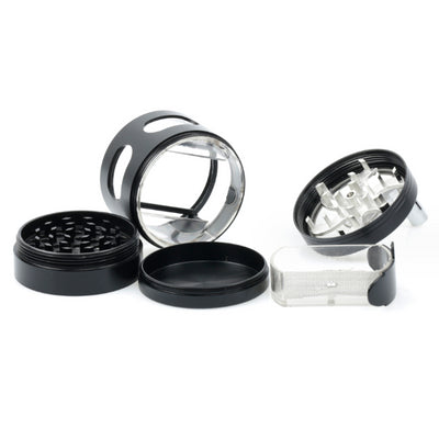 Cloud 8  Hand Crank Grinder with Chamber Window  and Collection Drawer 2.5x3.5 Inches 4 Piece - Headshop.com