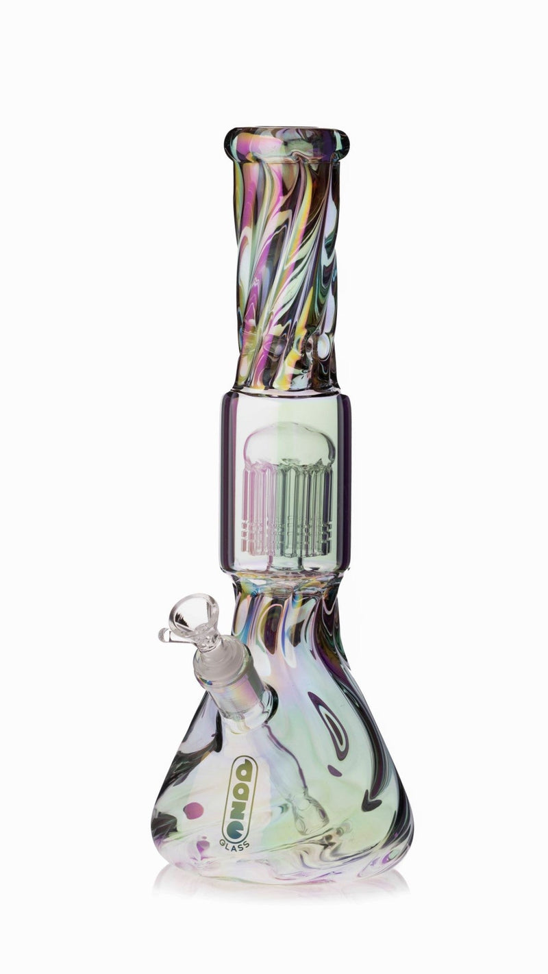 Daze Glass - 14 Inch Iridescent Spiral Arm Perc Glass Water Pipe - Headshop.com
