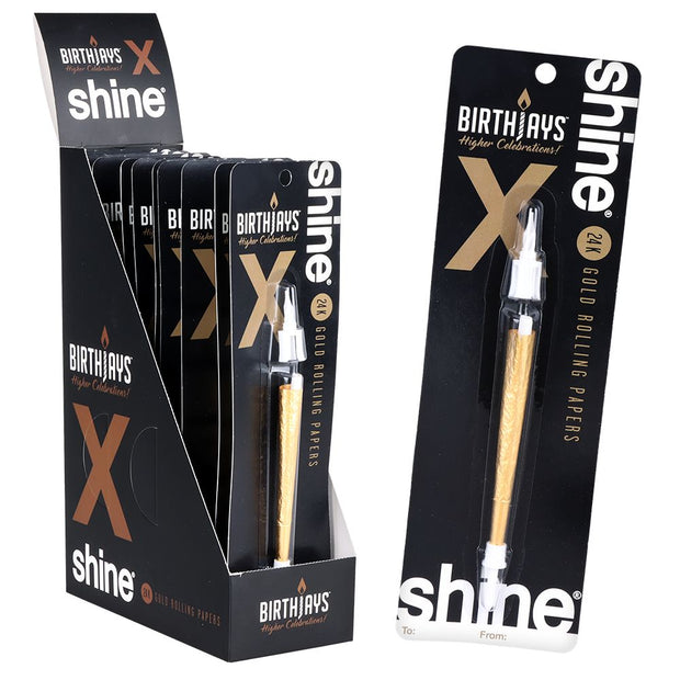 10CT DISPLAY - BirthJays x Shine Papers Golden Pre-Roll Candle Cone - King Size - Headshop.com