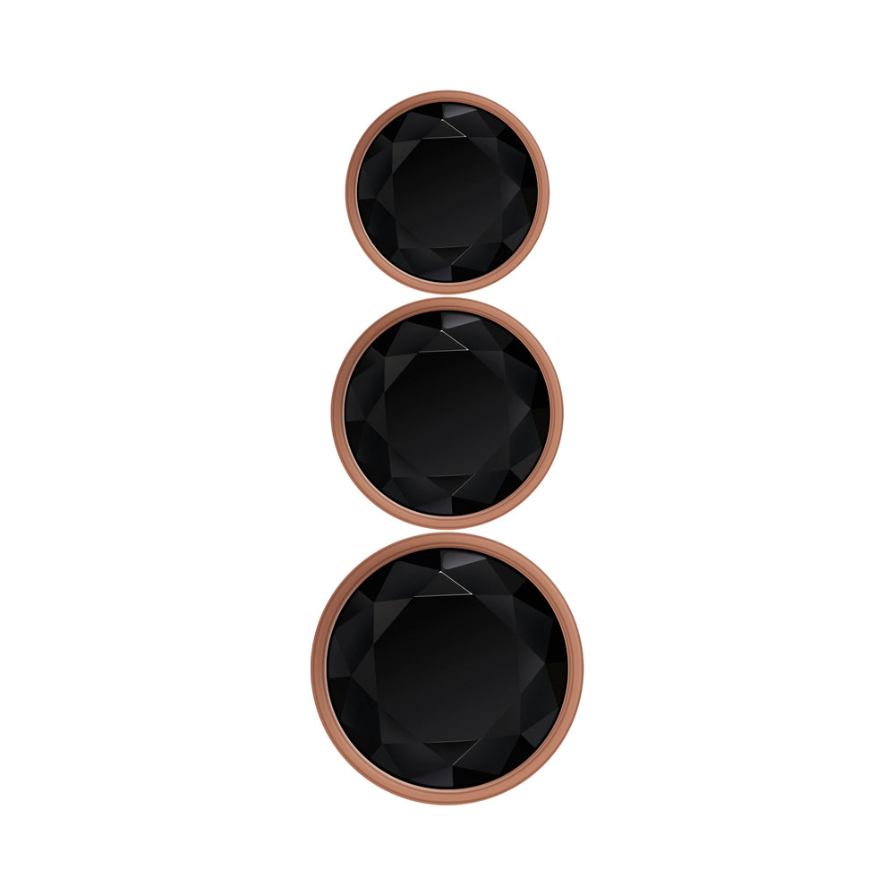 Gender X Gold Digger 3-Piece Rose Gold Beaded Anal Plug With Black Gemstone Base Set - Headshop.com