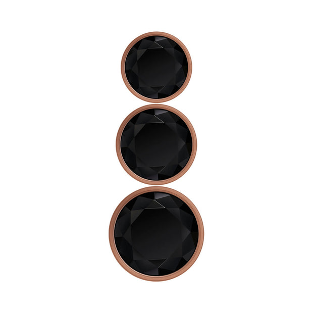 Gender X Gold Digger 3-Piece Rose Gold Beaded Anal Plug With Black Gemstone Base Set - Headshop.com