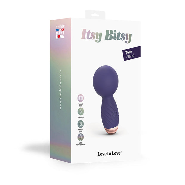 Love to Love Itsy Bitsy Rechargeable Silicone Mini Wand Vibrator Midnight Indigo - Headshop.com