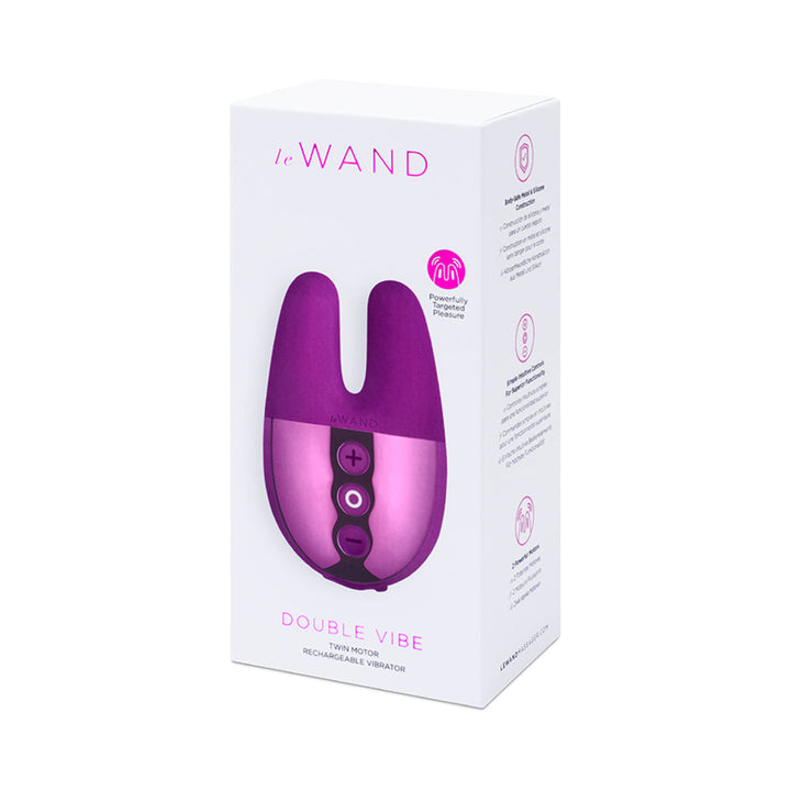 Le Wand Chrome Double Vibe Rechargeable Silicone Mini Vibrator Dark Cherry - Headshop.com