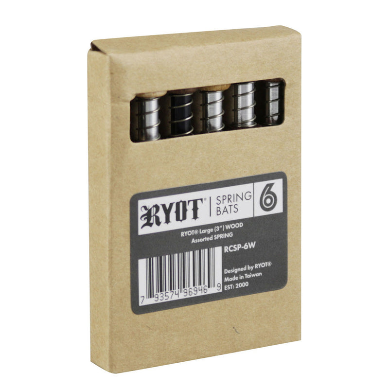 6PK - RYOT Taster WITH SPRING - 3" / Large / Assorted Woods - Headshop.com