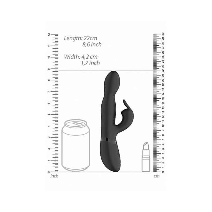 VIVE NIVA Rechargeable 360° Rotating Silicone Rabbit Vibrator Black - Headshop.com